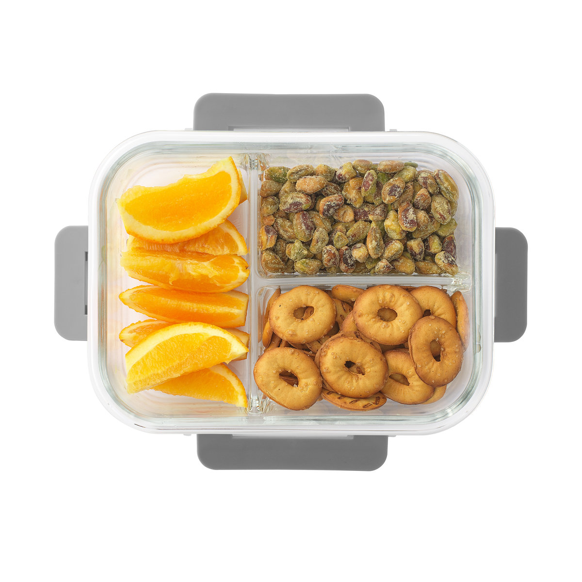 JoyJolt 10-Piece 3-Section Glass Food Storage Container (Set of 5)